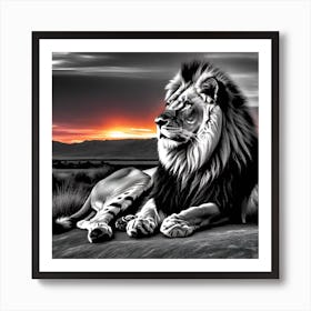 Lion At Sunset 10 Art Print