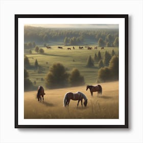 Horses In A Field 29 Art Print