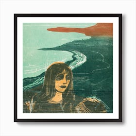 Woman’s Head Against The Shore, Edvard Munch Art Print