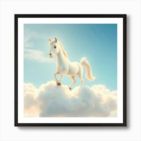 White Horse On Clouds 3 Art Print