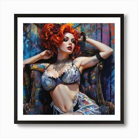 Abstract Graffiti Redhead Art Print