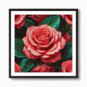 Red Roses Wallpaper Art Print