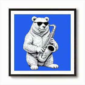 Bear Playing Saxophone Art Print