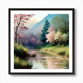 River In Bloom Art Print