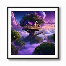 Tree House In The Sky Art Print