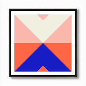 Split X Pink And Blue Square Art Print