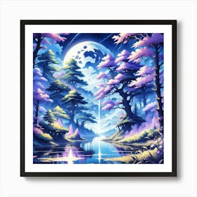 Full Moon In The Forest Art Print