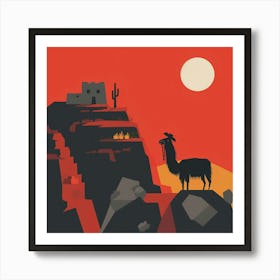 Red Llama In The Peruvian Desert Art Print