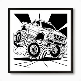 Monster Truck Coloring Page Art Print