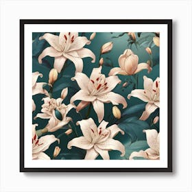 Aesthetic style, flower of Lily pattern Art Print