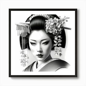 Japan Traditional Geisha Illustration By Ad 72 Art Print