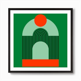 Green Mid-Century Arch 1 Art Print