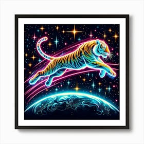 Neon Tiger Canvas Art Art Print