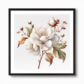 Cotton Flower branch 1 Art Print