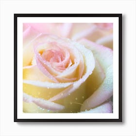 Beautiful pale pink, light yellow chameleon roses 1 Art Print