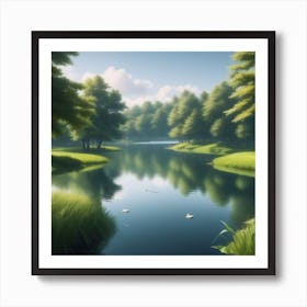 Swans In The Water Art Print