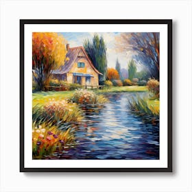 Palette Harmony: Impressionist Riverside Whirlwind Art Print