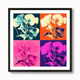 Andy Warhol Style Pop Art Flowers Cyclamen 4 Square Art Print