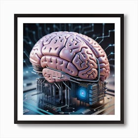 Brain On A Circuit Board 25 Art Print