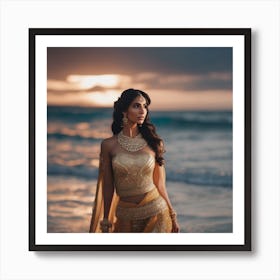 Golden Bride On The Beach 1 Art Print