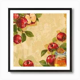 Rosh Hashanah Banner Texture With Apples And Hon 1718400529 4 Art Print