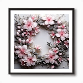 Sakura Flower Wreath Art Print