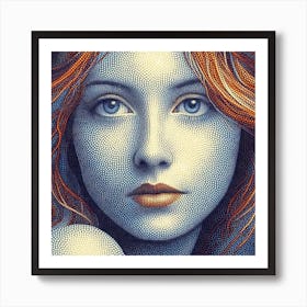 Girl With Blue Hair Art Print