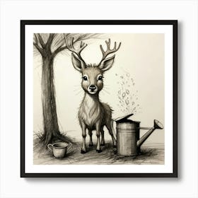 Deer In The Woods 139 Art Print