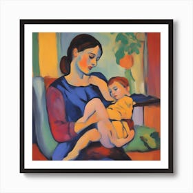 Mother And Child Abstract Fauvism 4 Art Print