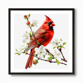 Cardinal In Blossom Art Print