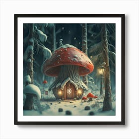 Red mushroom shaped like a hut 17 Art Print