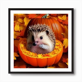 Hedgehog In Pumpkin Art Print