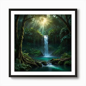 Waterfall In The Forest 20 Art Print