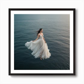 Bride Flying Over The Ocean Art Print