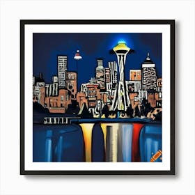Seattle At Night Art Print