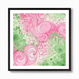 Pink And Green Swirls 5 Art Print