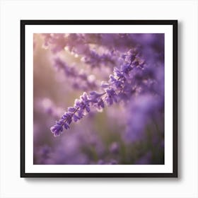 A Blooming Lavender Blossom Tree With Petals Gently Falling In The Breeze Art Print