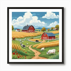 Grassland With Ship Art Print (2) Art Print