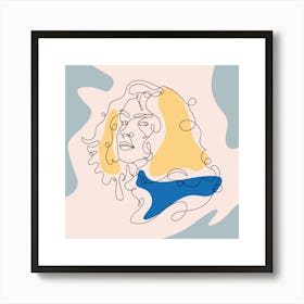 Portrait Of A Woman Continuous line drawing of a woman, Scandinavian wall art, fine art print. 9 Art Print