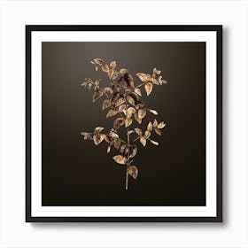 Gold Botanical Tree Fuchsia on Chocolate Brown n.3179 Art Print