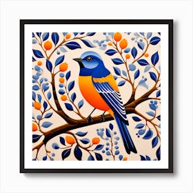 Talavera Pottery Mexico, Bird On a Branch, folk art, 119 Art Print