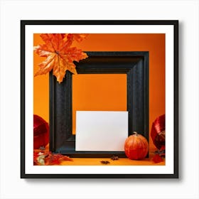 An Autumnal Scene Captured In Ultra Realistic Detail Showcases A Leaf Of Vibrant Orange Hue Profoun (4) Art Print