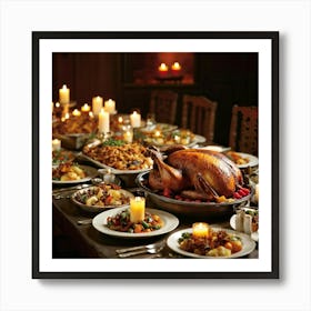 An Age Old Thanksgiving Feast Smothered In The Aroma Of Perfectly Roasted Delicacies From Succulen (2) Art Print