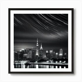 Star Trails Over New York City 1 Art Print