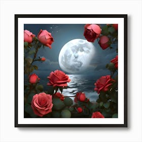 Roses In The Moonlight Art Print