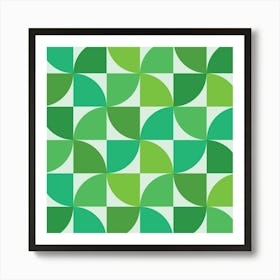 Mid Century Minimalist Geometric  Green Shapes Art Print