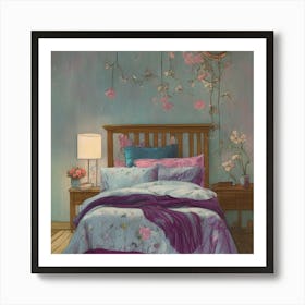 Bedroom With Flowers Art Print