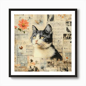 Vintage Cat On Paper 7 Art Print