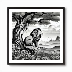 Lion In The Forest 10 Art Print