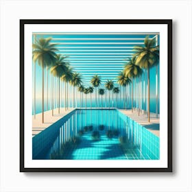 Swimming Pool With Palm Trees 1 Art Print